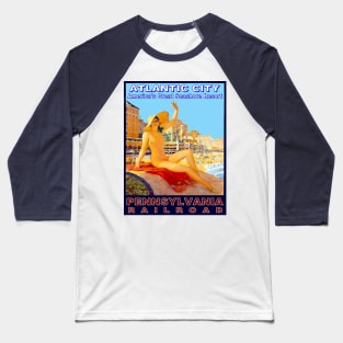 Atlantic City New Jersey Vintage Advertising Travel and Tourism Poster Print Baseball T-Shirt